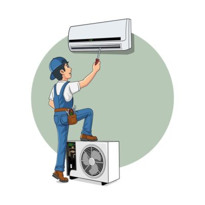 hvac-service-cartoon-character-design-illustration-vector